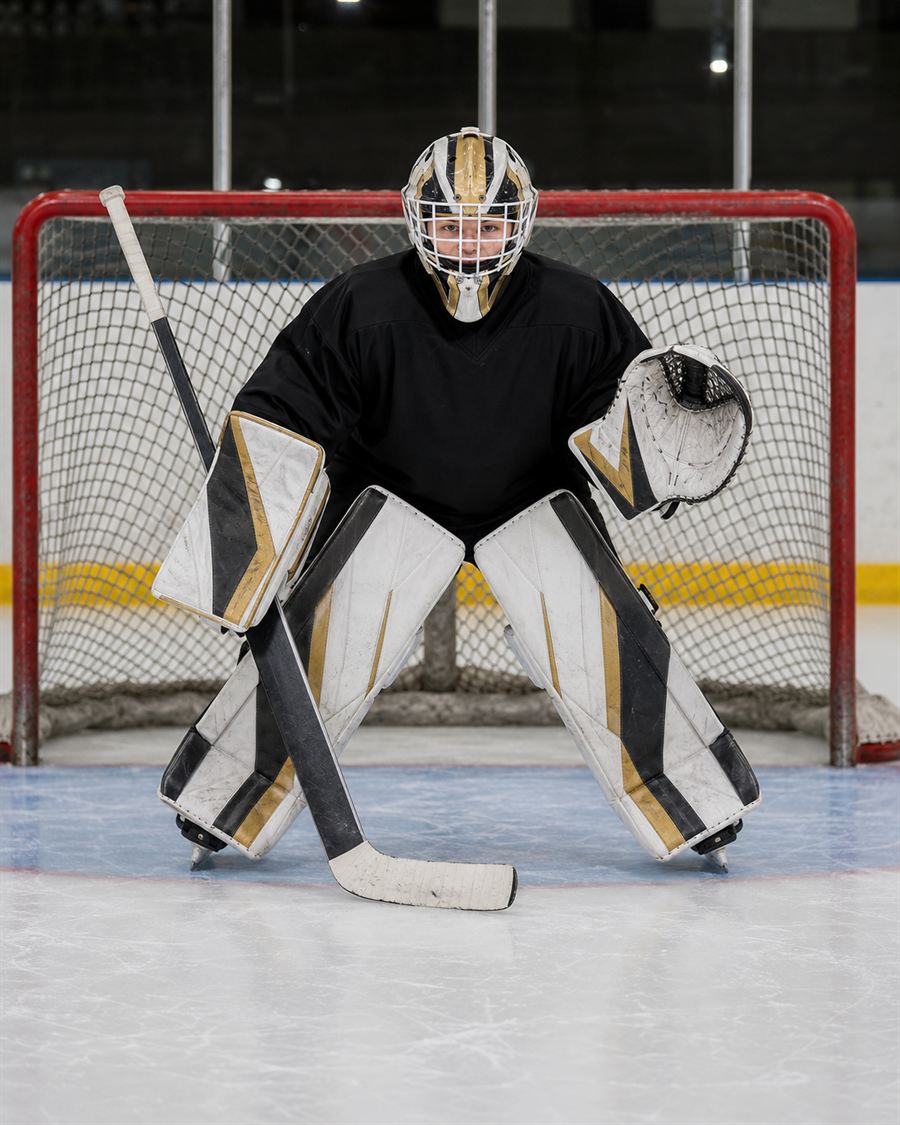 Goalie in ready stance